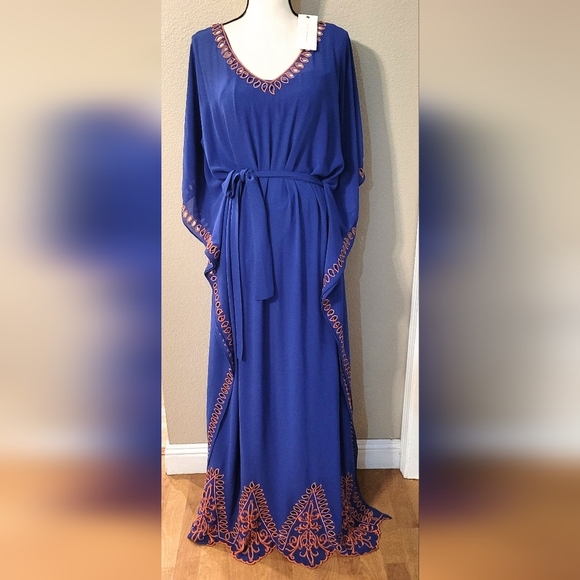 🩵NWT Lush for Lulus Embroidered Caftan Maxi Dress - Picture 1 of 5